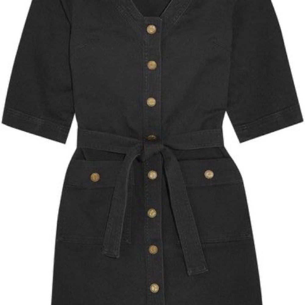 M.i.h Jeans Black Denim Button-Down Dress Size M